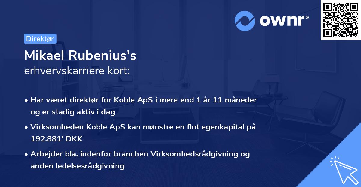 Mikael Rubenius's erhvervskarriere kort