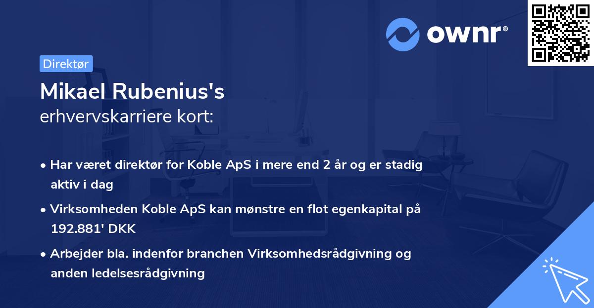 Mikael Rubenius's erhvervskarriere kort