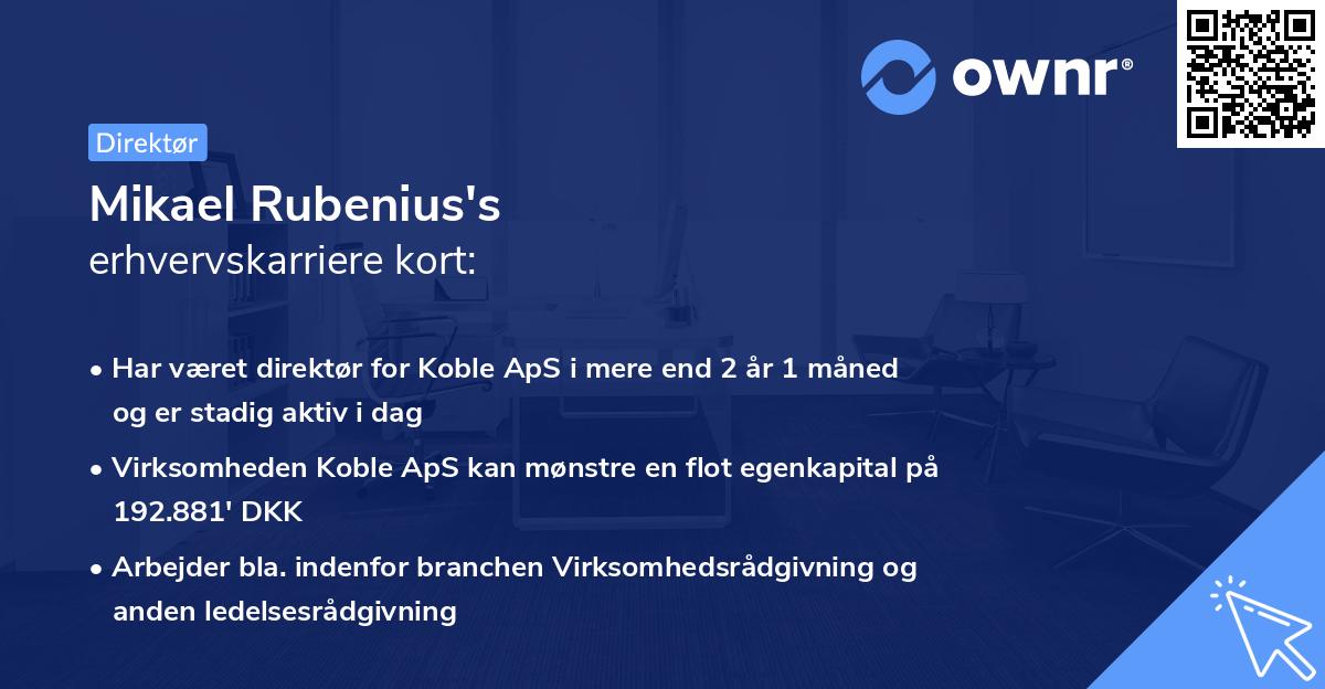Mikael Rubenius's erhvervskarriere kort