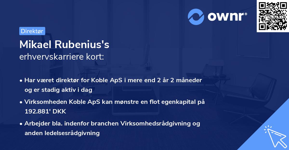 Mikael Rubenius's erhvervskarriere kort