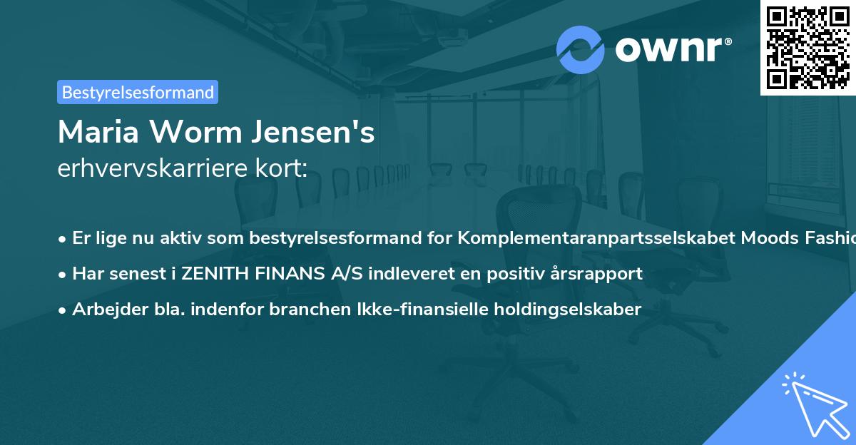 Maria Worm Jensen's erhvervskarriere kort