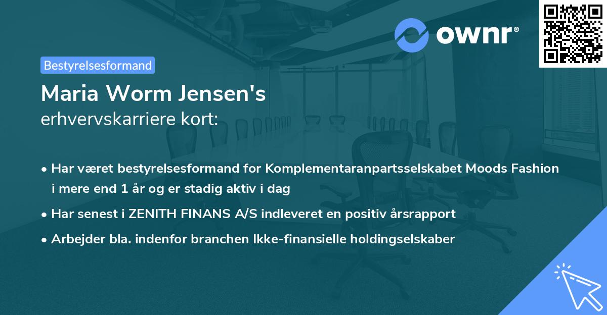 Maria Worm Jensen's erhvervskarriere kort