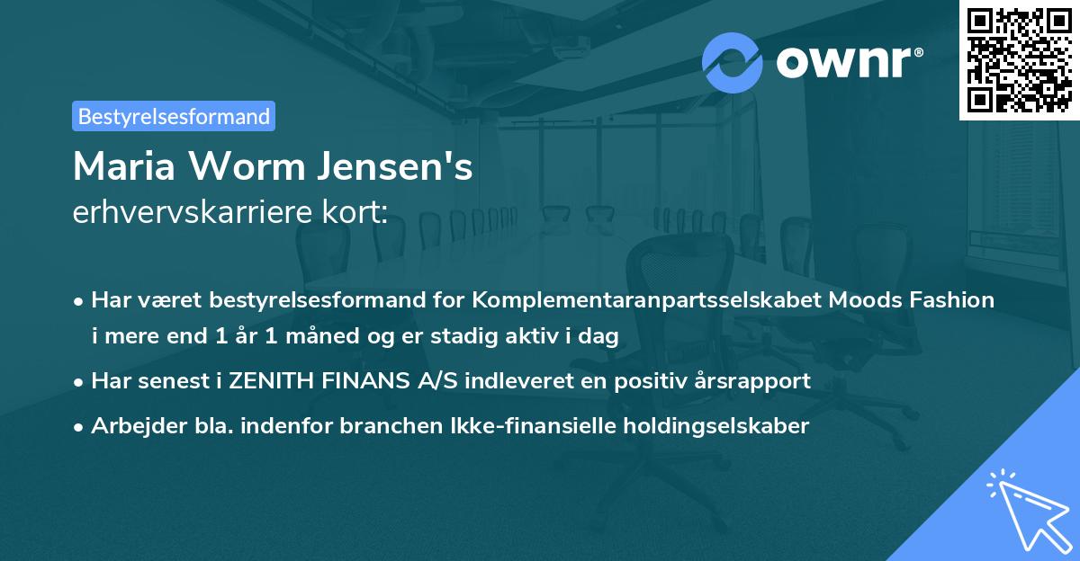 Maria Worm Jensen's erhvervskarriere kort