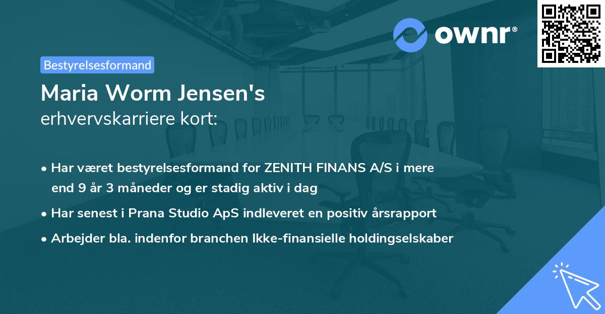 Maria Worm Jensen's erhvervskarriere kort
