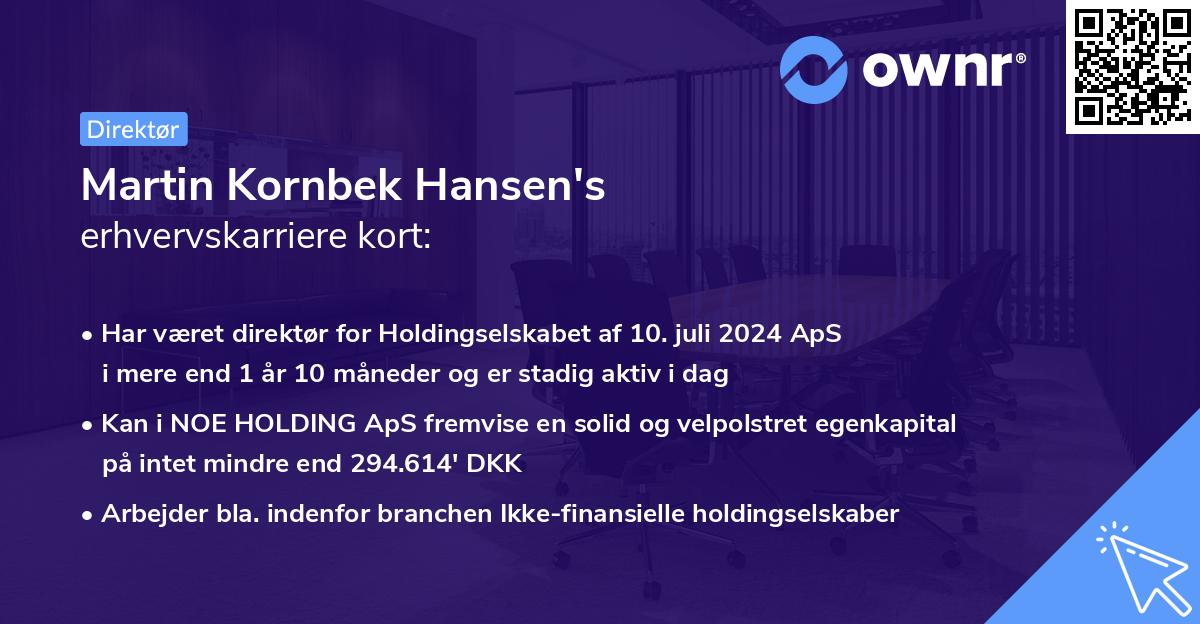 Martin Kornbek Hansen's erhvervskarriere kort