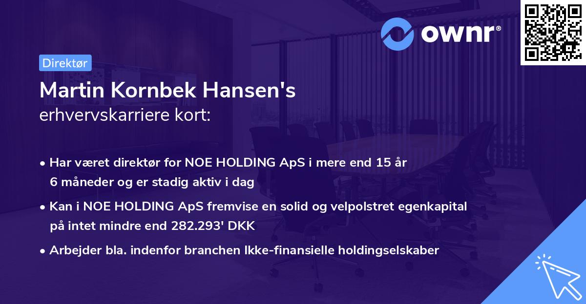 Martin Kornbek Hansen's erhvervskarriere kort