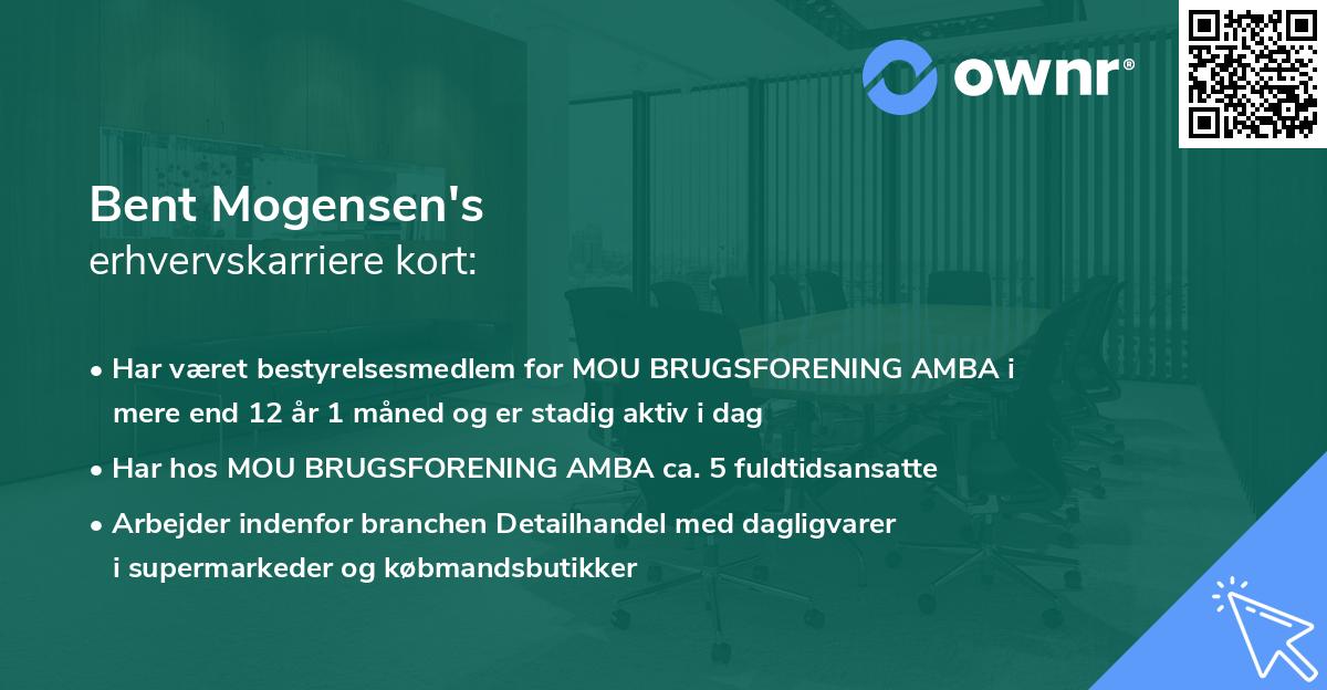 Bent Mogensen's erhvervskarriere kort