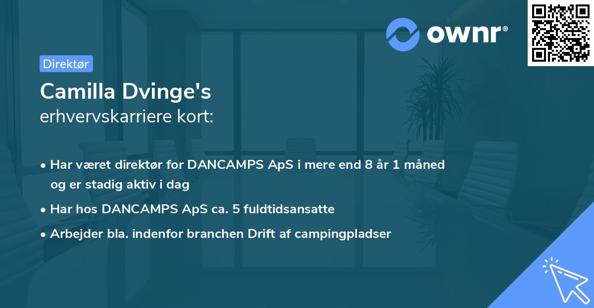 Camilla Dvinge's erhvervskarriere kort
