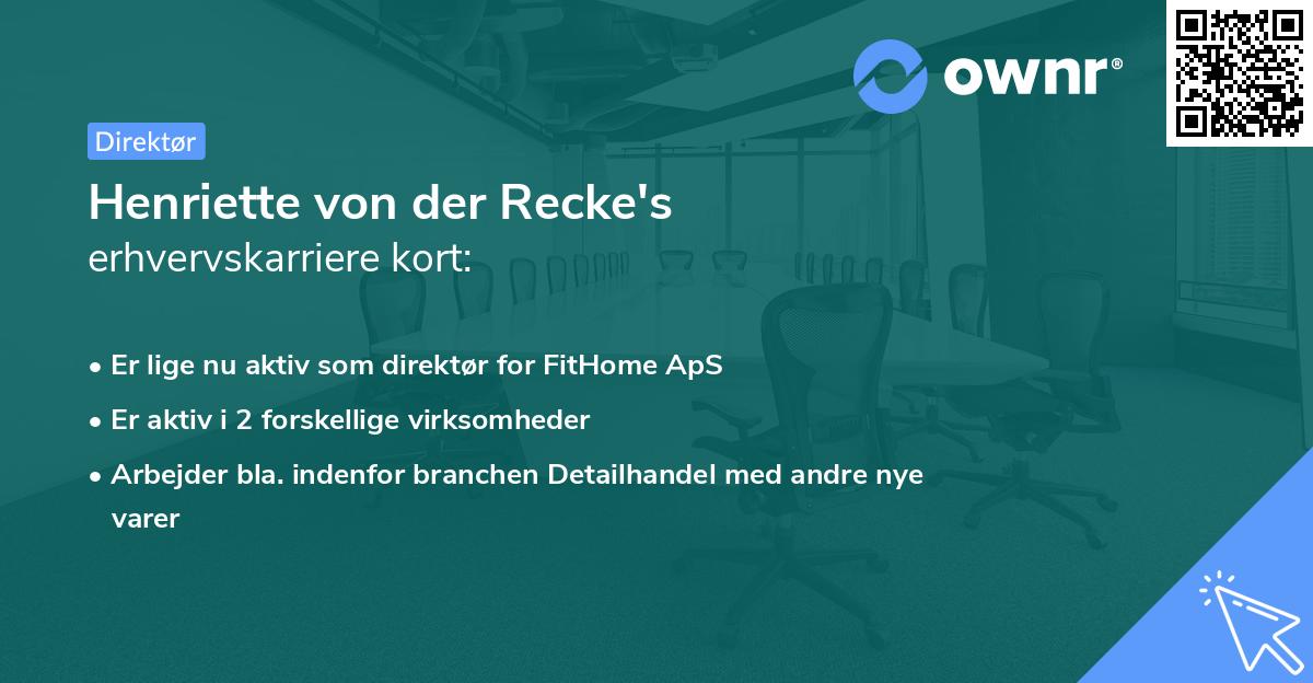 Henriette von der Recke's erhvervskarriere kort