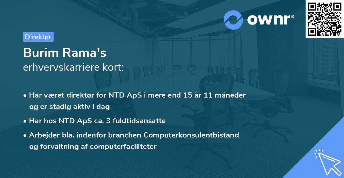 Burim Rama's erhvervskarriere kort