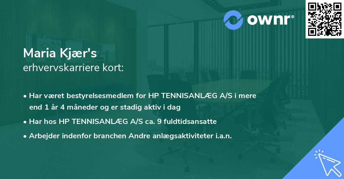 Maria Kjær's erhvervskarriere kort