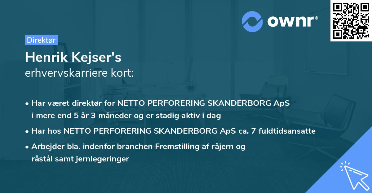 Henrik Kejser's erhvervskarriere kort