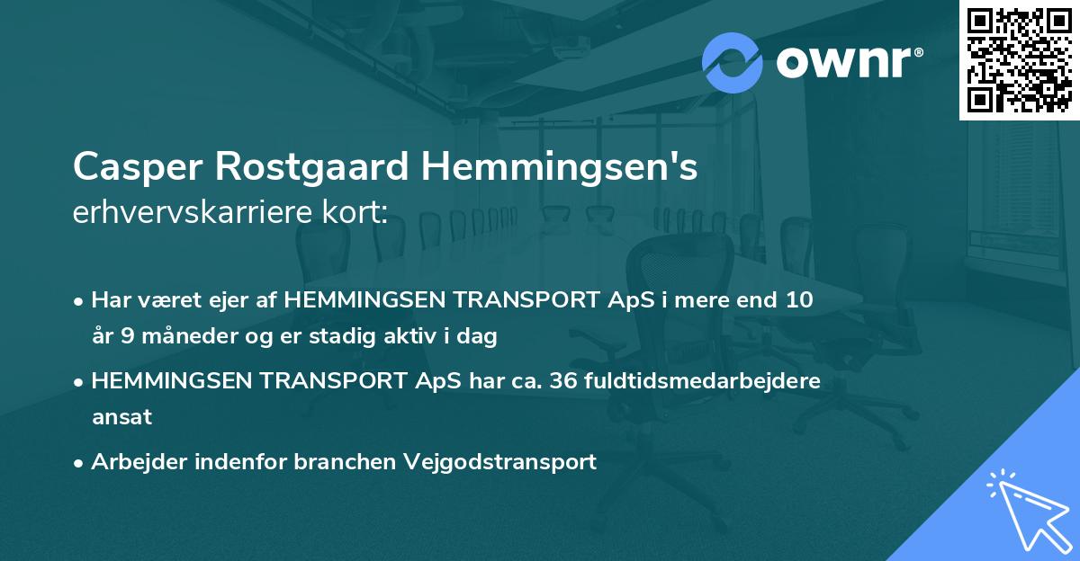 Casper Rostgaard Hemmingsen's erhvervskarriere kort