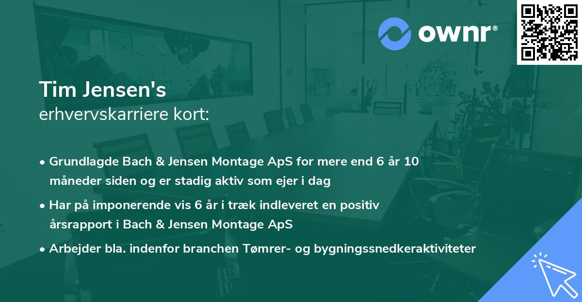 Tim Jensen's erhvervskarriere kort