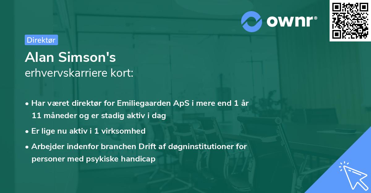 Alan Simson's erhvervskarriere kort