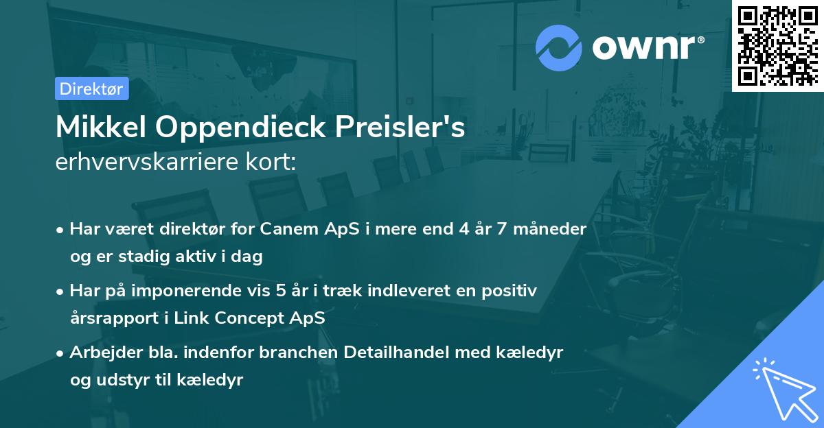 Mikkel Oppendieck Preisler's erhvervskarriere kort