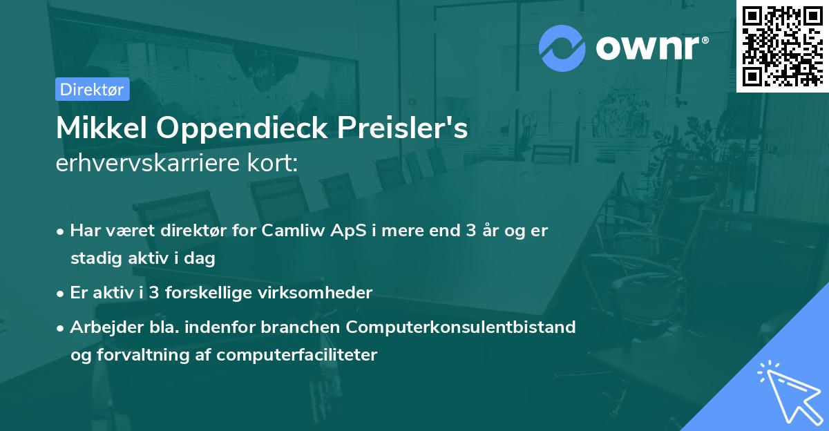 Mikkel Oppendieck Preisler's erhvervskarriere kort