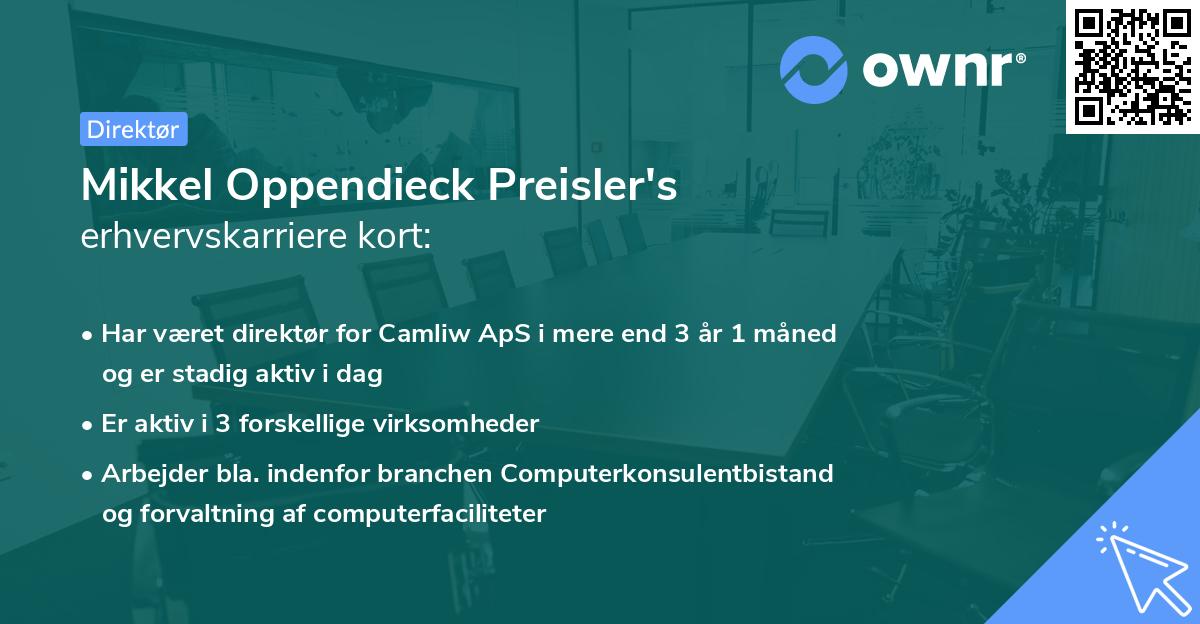 Mikkel Oppendieck Preisler's erhvervskarriere kort