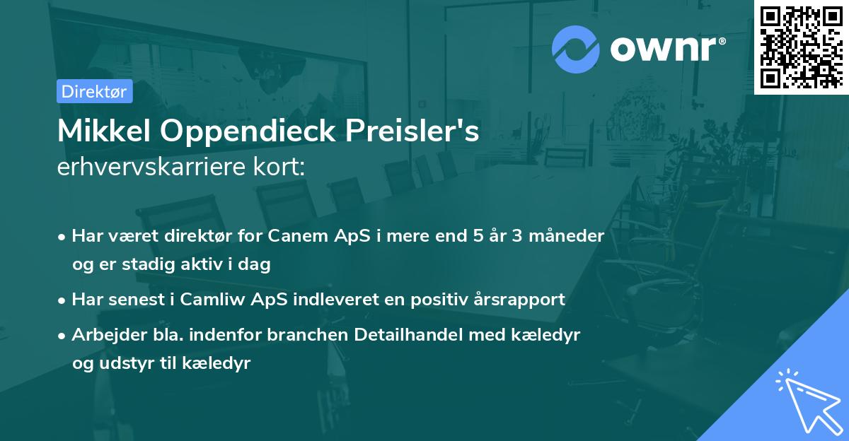Mikkel Oppendieck Preisler's erhvervskarriere kort