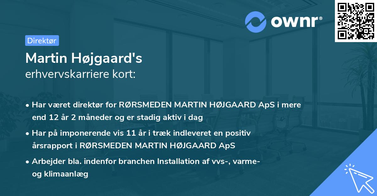 Martin Højgaard's erhvervskarriere kort