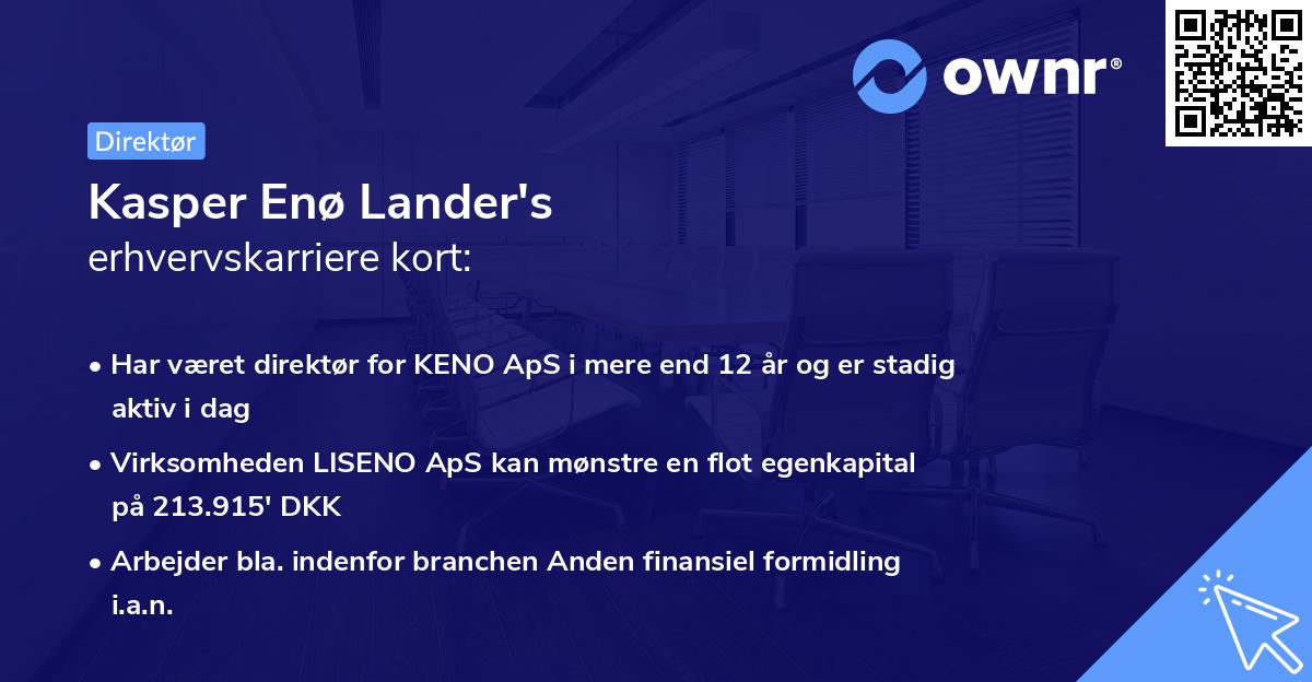Kasper Enø Lander's erhvervskarriere kort