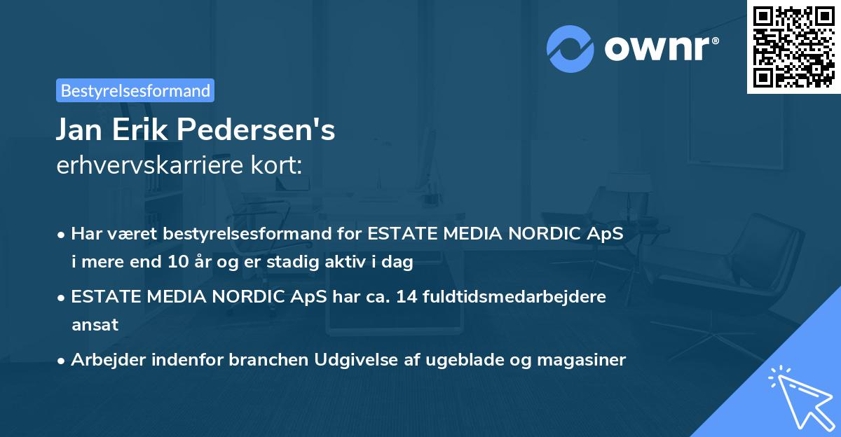 Jan Erik Pedersen's erhvervskarriere kort