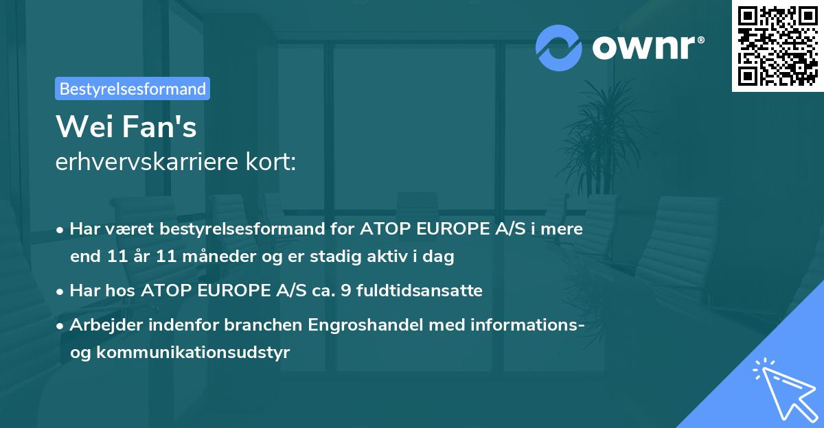 Wei Fan's erhvervskarriere kort