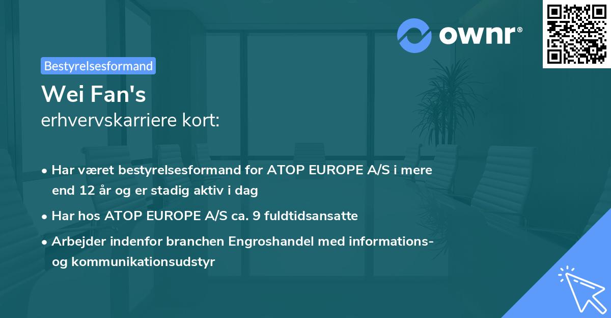 Wei Fan's erhvervskarriere kort