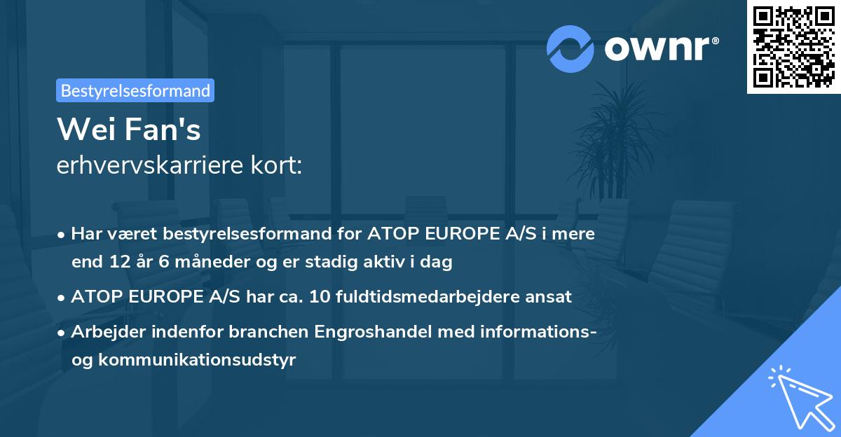 Wei Fan's erhvervskarriere kort