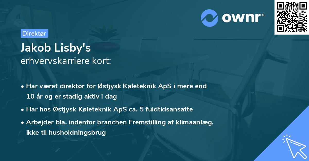 Jakob Lisby's erhvervskarriere kort
