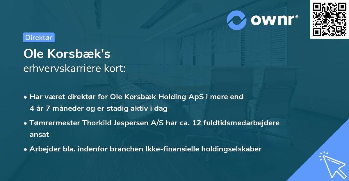 Ole Korsbæk's erhvervskarriere kort