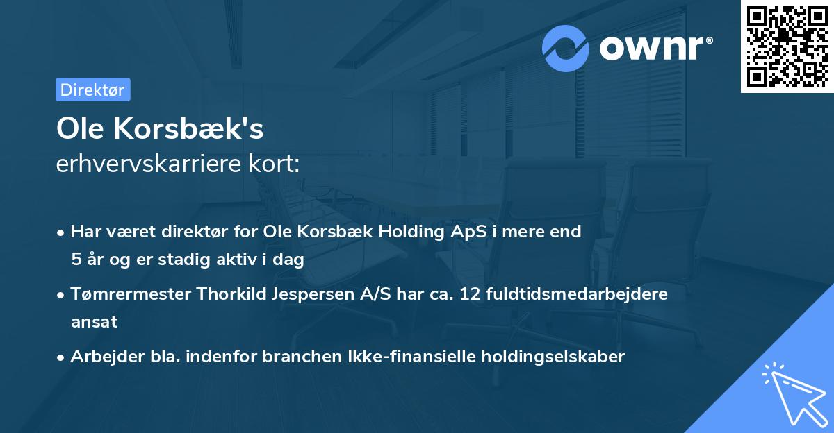 Ole Korsbæk's erhvervskarriere kort
