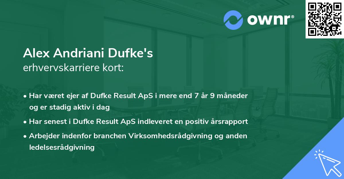 Alex Andriani Dufke's erhvervskarriere kort