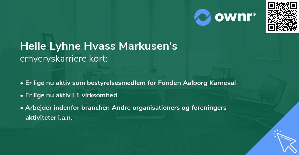 Helle Lyhne Hvass Markusen's erhvervskarriere kort