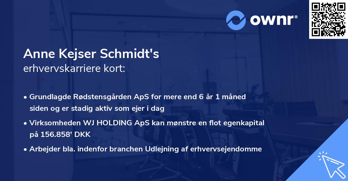 Anne Kejser Schmidt's erhvervskarriere kort