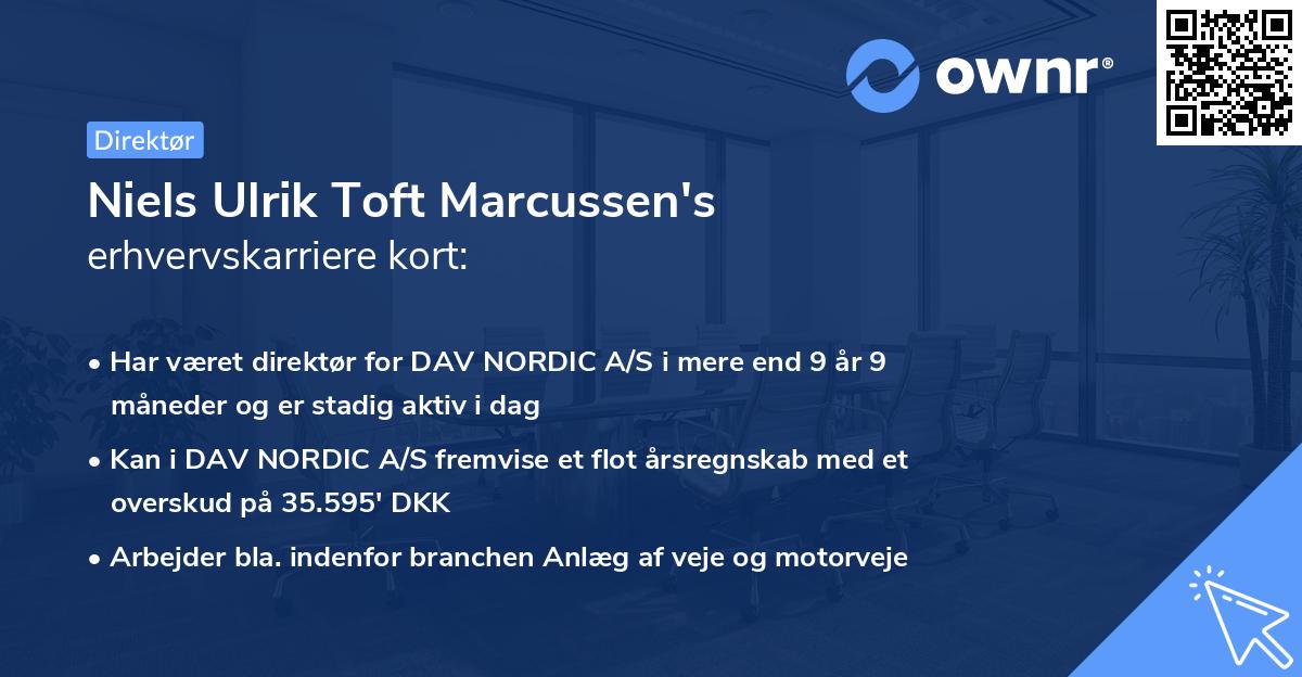 Niels Ulrik Toft Marcussen's erhvervskarriere kort