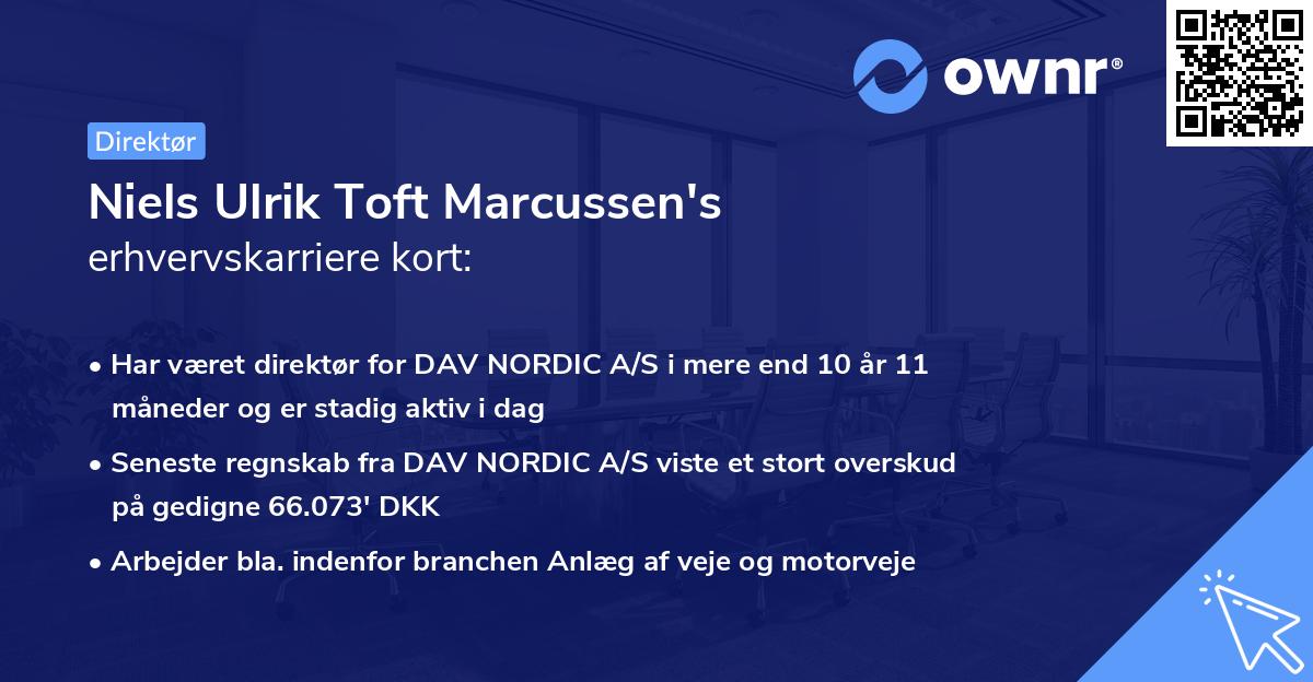 Niels Ulrik Toft Marcussen's erhvervskarriere kort