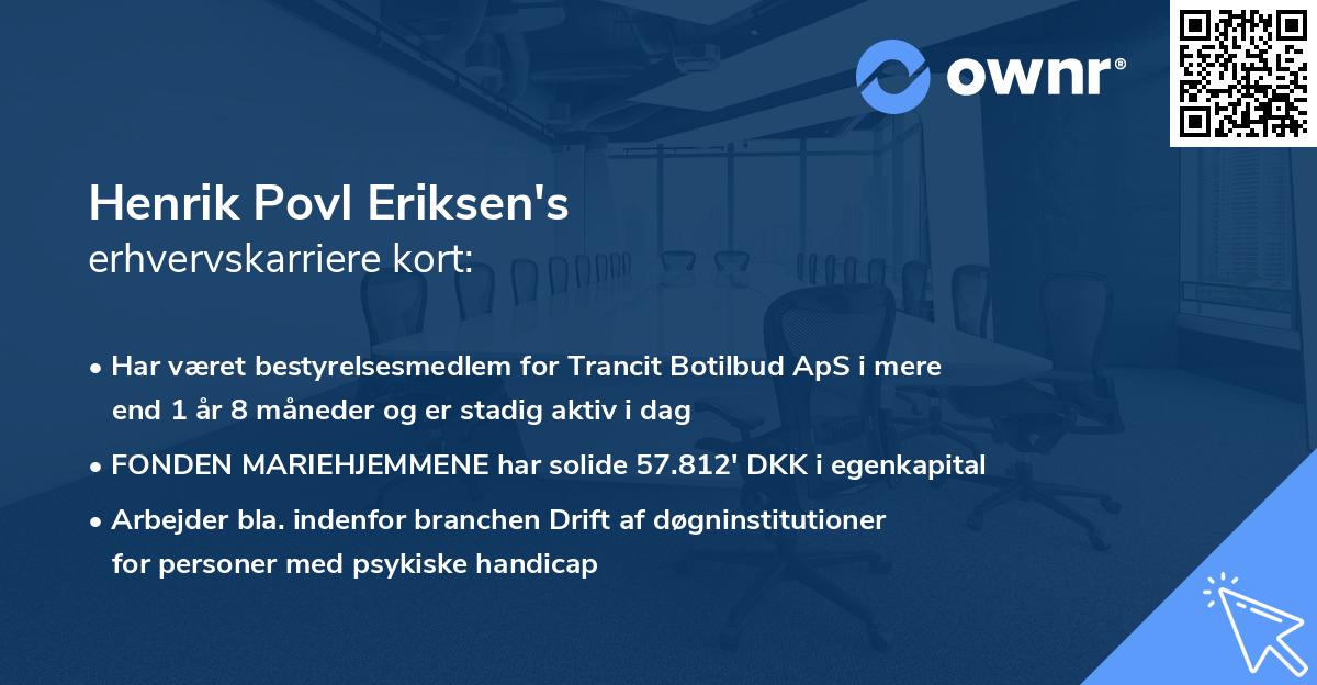 Henrik Povl Eriksen's erhvervskarriere kort