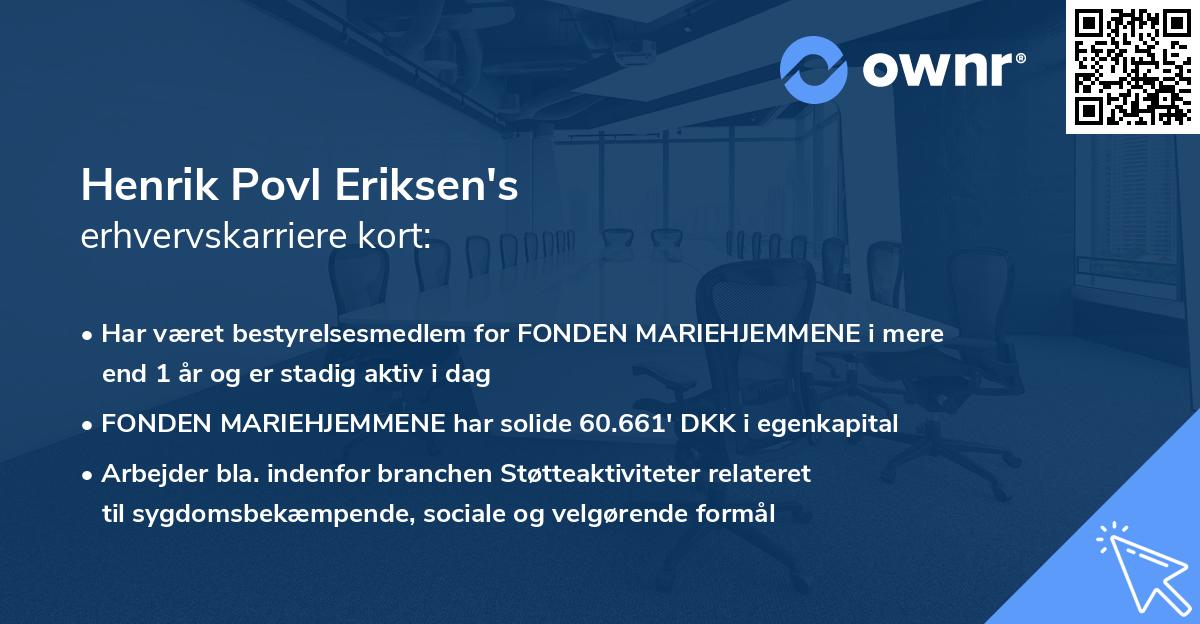 Henrik Povl Eriksen's erhvervskarriere kort