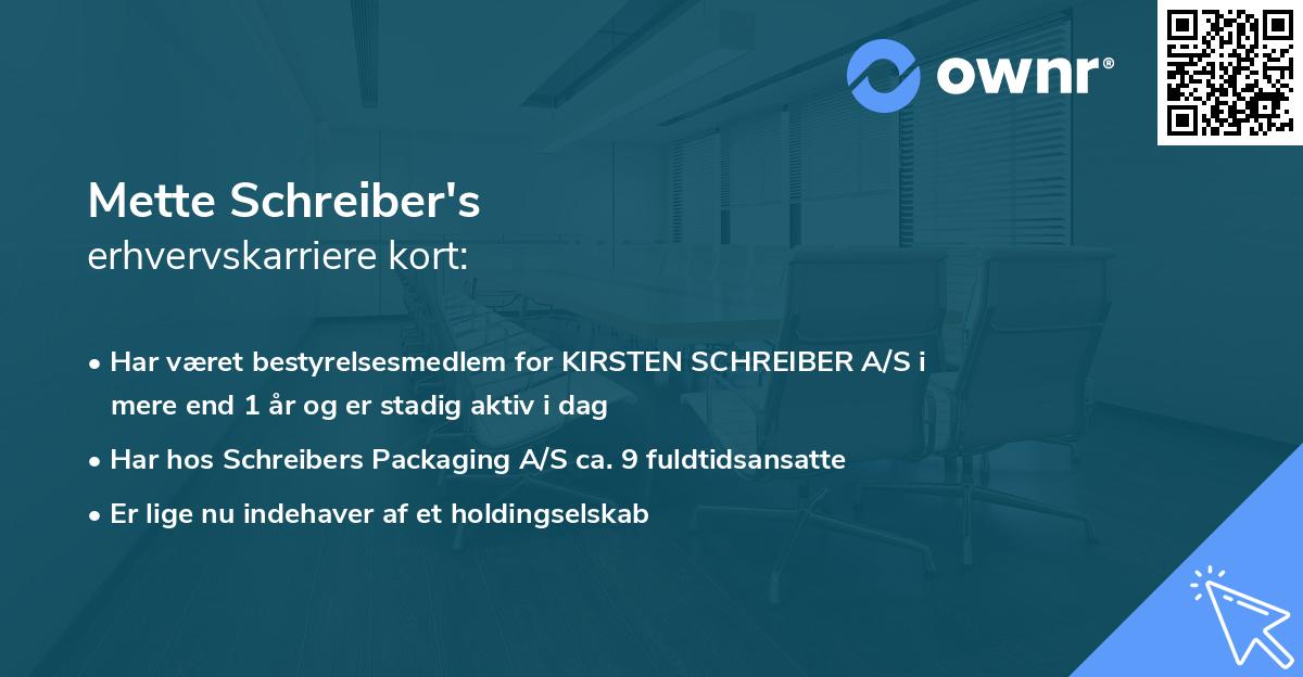 Mette Schreiber's erhvervskarriere kort