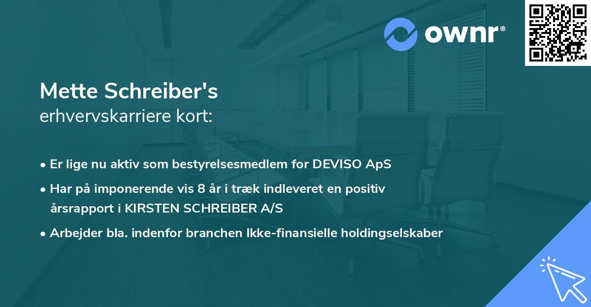 Mette Schreiber's erhvervskarriere kort