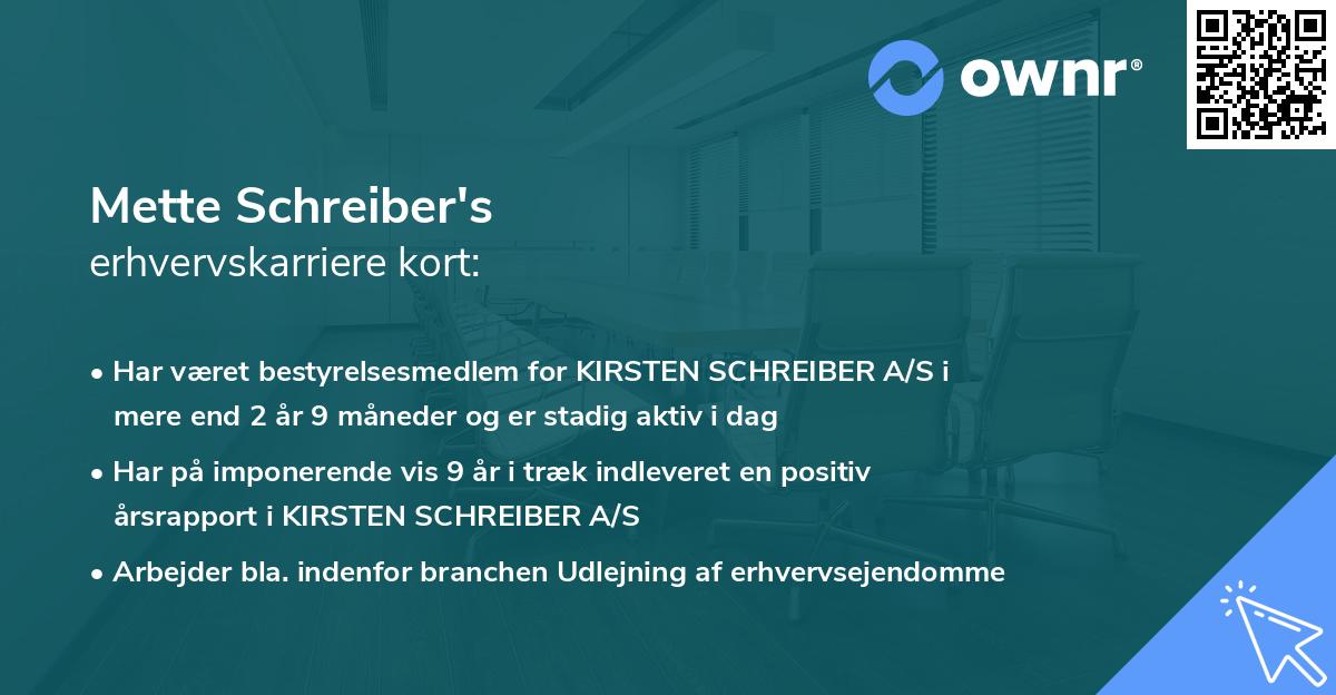 Mette Schreiber's erhvervskarriere kort