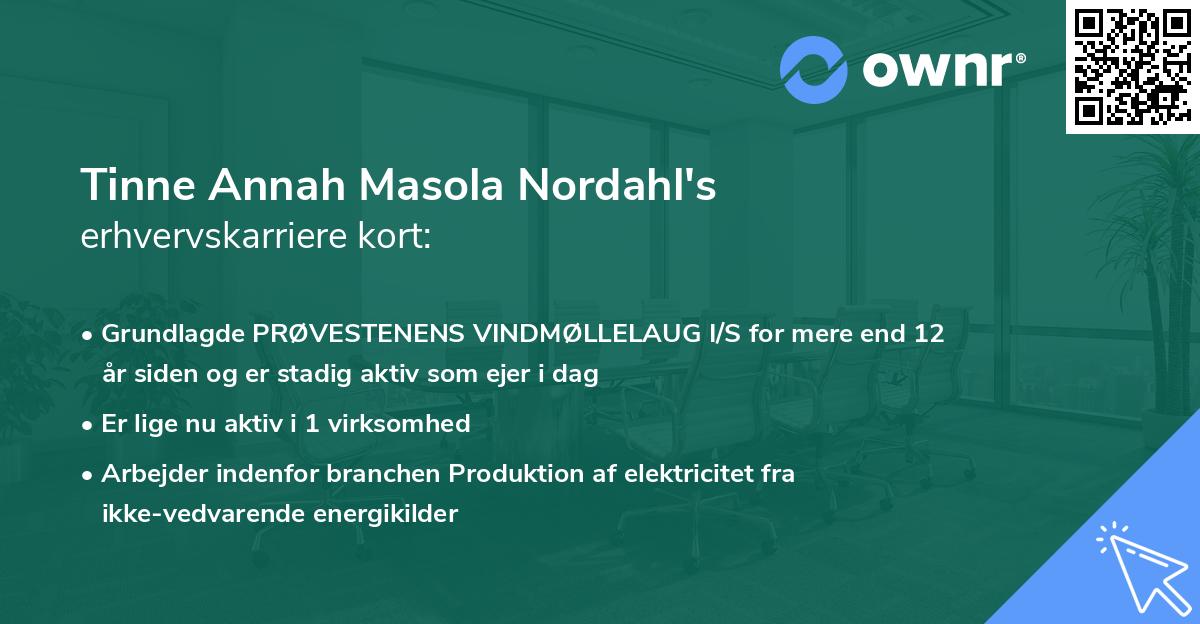 Tinne Annah Masola Nordahl's erhvervskarriere kort