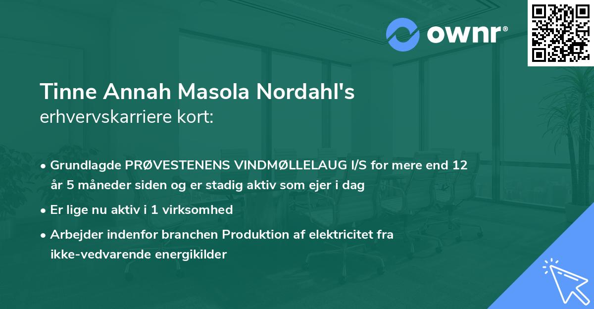 Tinne Annah Masola Nordahl's erhvervskarriere kort