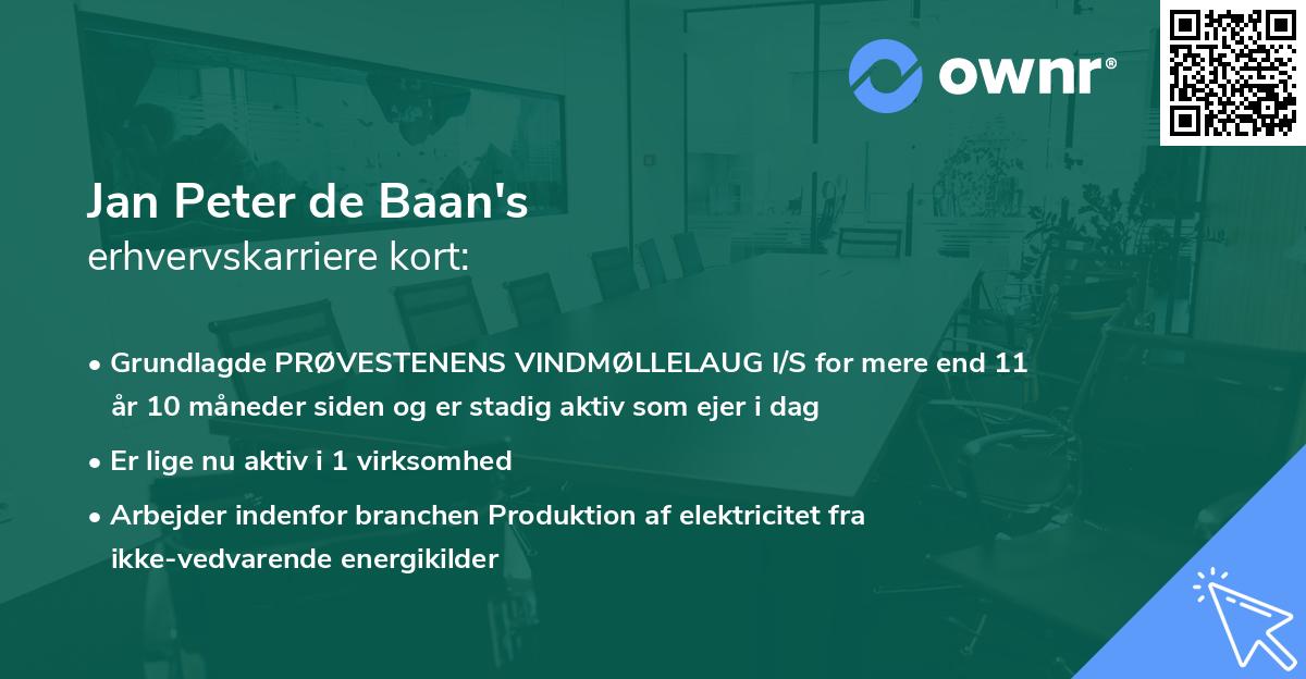 Jan Peter de Baan's erhvervskarriere kort