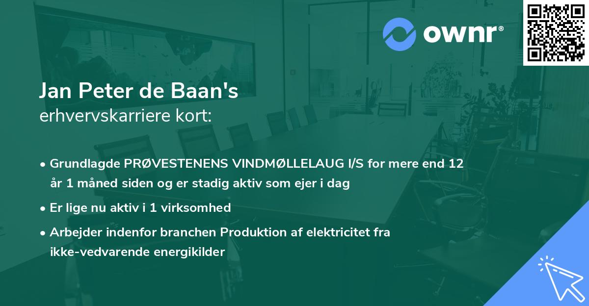 Jan Peter de Baan's erhvervskarriere kort