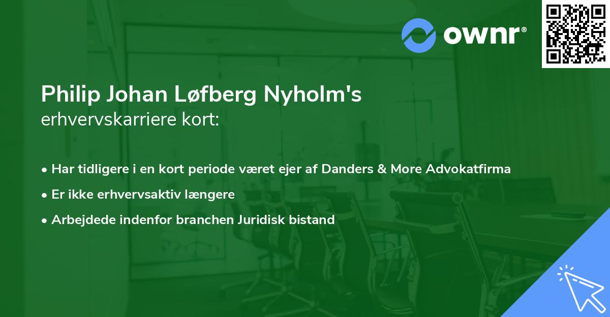 Philip Johan Løfberg Nyholm's erhvervskarriere kort