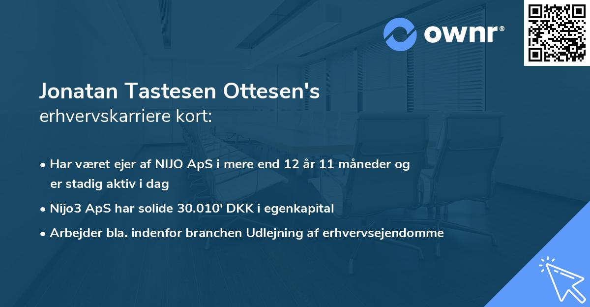 Jonatan Tastesen Ottesen's erhvervskarriere kort