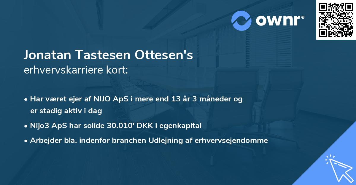 Jonatan Tastesen Ottesen's erhvervskarriere kort