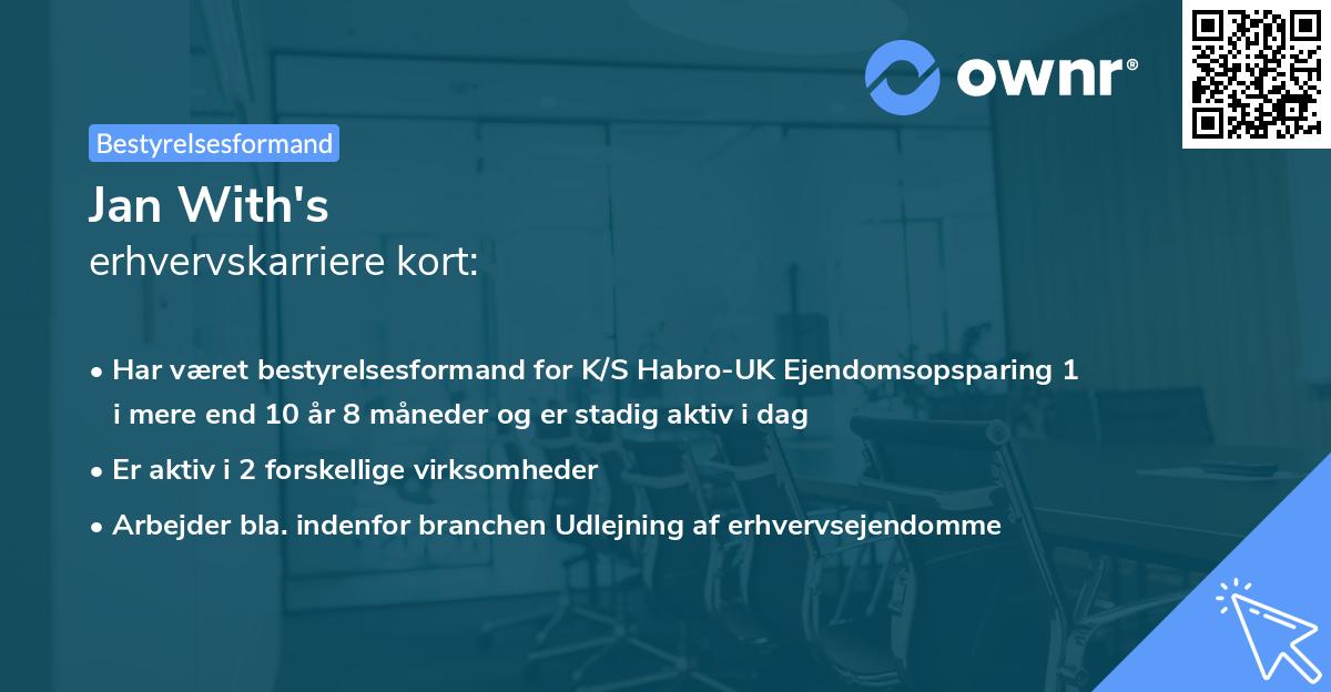 Jan With's erhvervskarriere kort